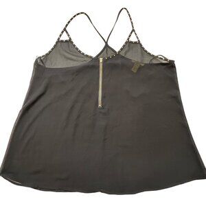 Finesse Black Sheer Studded Strappy Tank Zipper 2XL Stylish Office Party Dressy